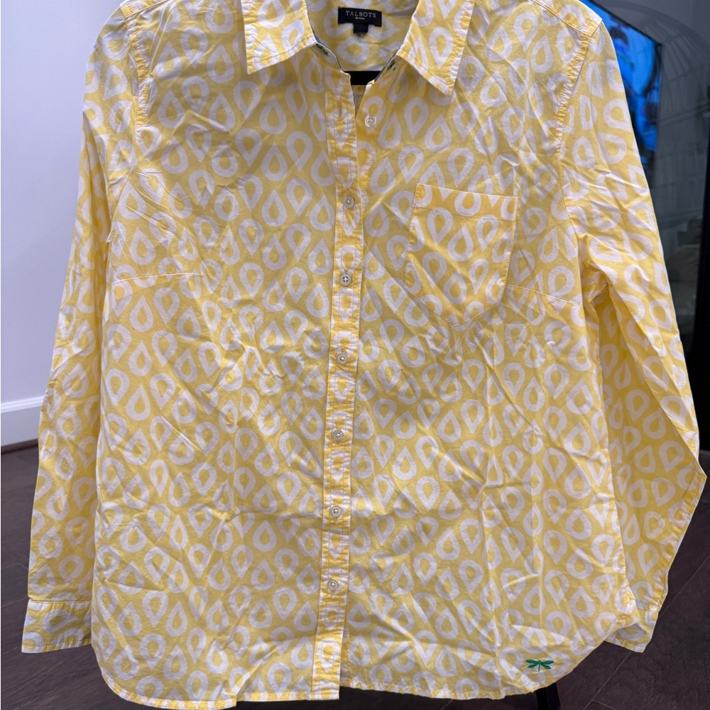 Talbots Yellow Patterned Blouse - image 1
